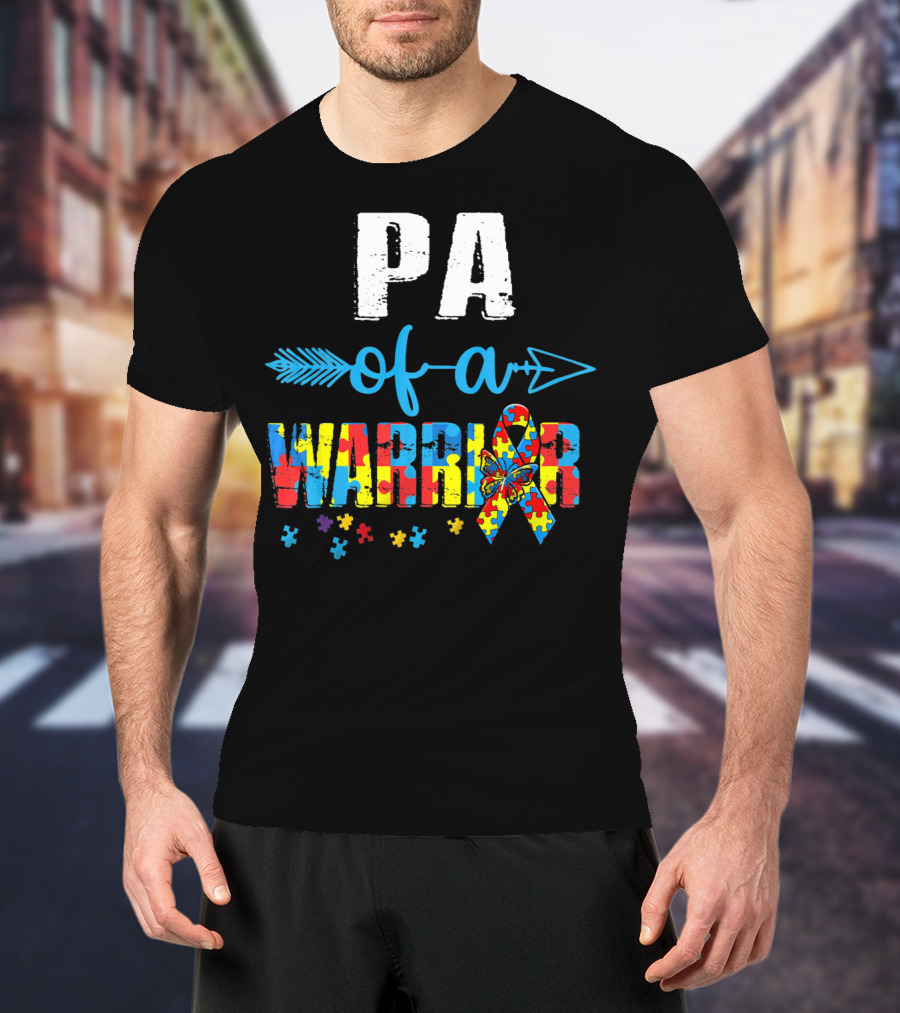 Pa Of A Warrior Autism Awareness Puzzle T-Shirt