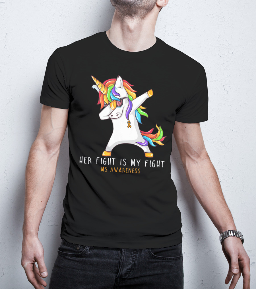 Her Fight Is My Fight Dabbing Unicorn MS Awareness T-Shirt