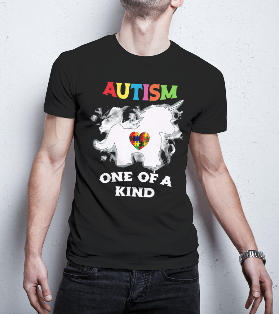 Autism One Of A Kind Unicorn Puzzle Heart T-Shirt
