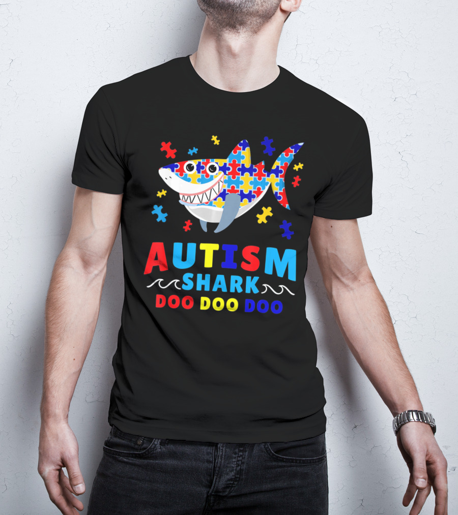 Autism Puzzle Shark Doo Doo Doo Autism Awareness T-Shirt
