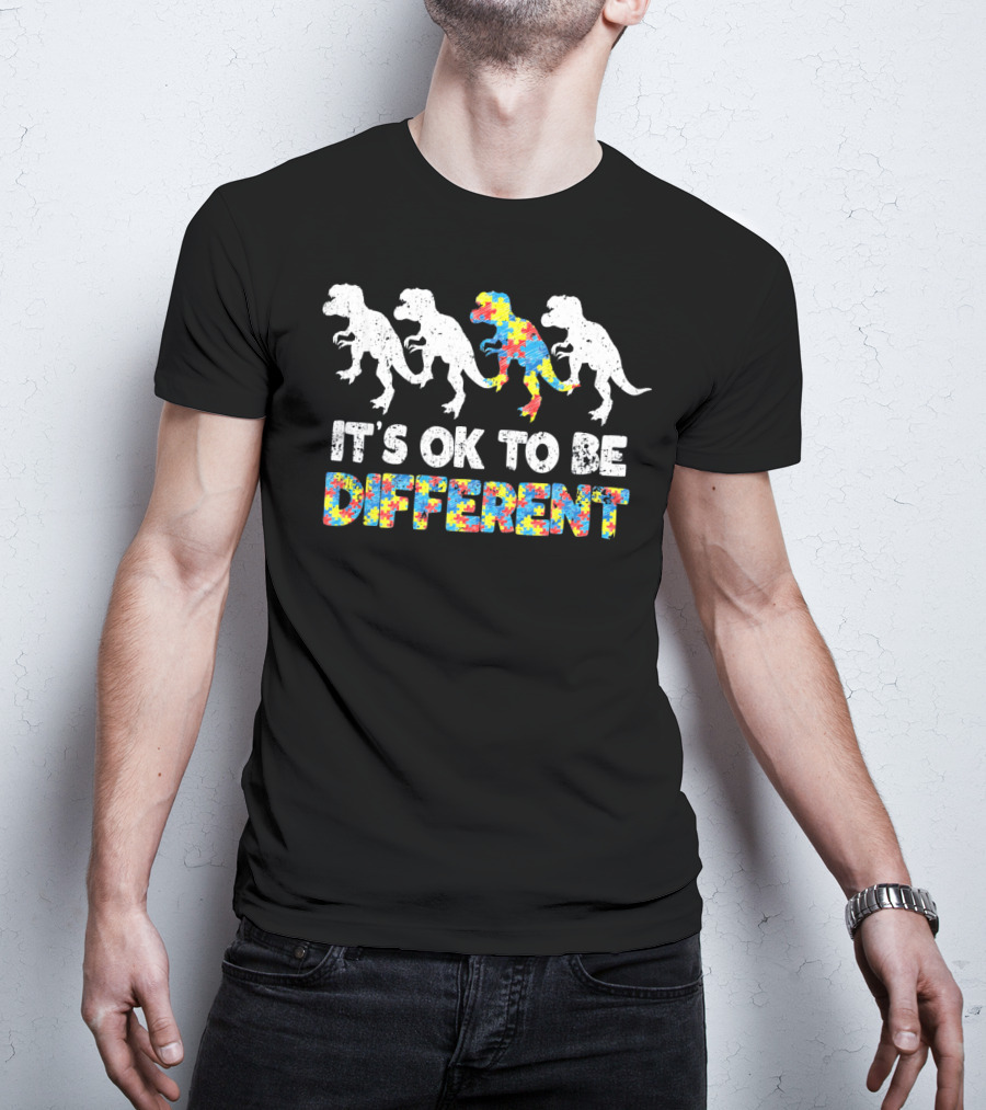 Autism Awareness Dinosaur It's OK To Be Different T-Shirt