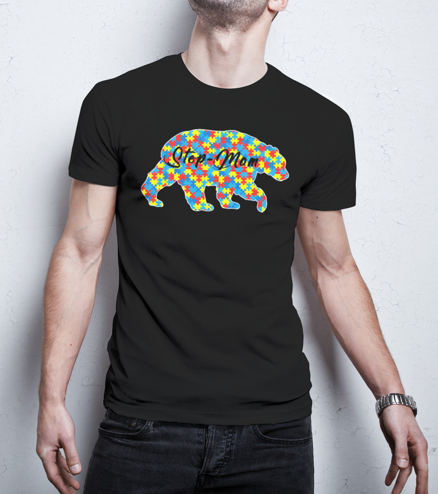 Step Mom Bear Puzzle Autism Awareness T-Shirt