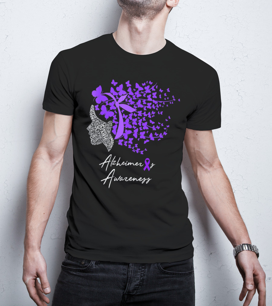 Alzheimers Awareness Hope Courage Faith Empowerment Butterfly T-Shirt