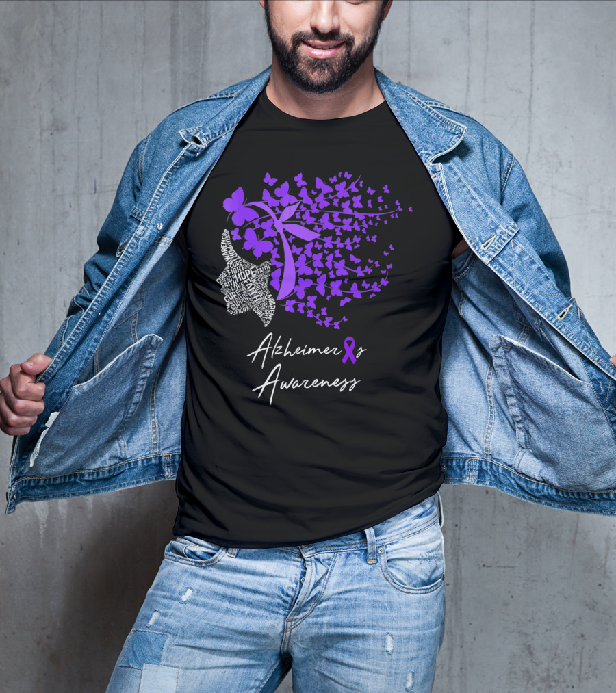 Alzheimers Awareness Hope Courage Faith Empowerment Butterfly T-Shirt