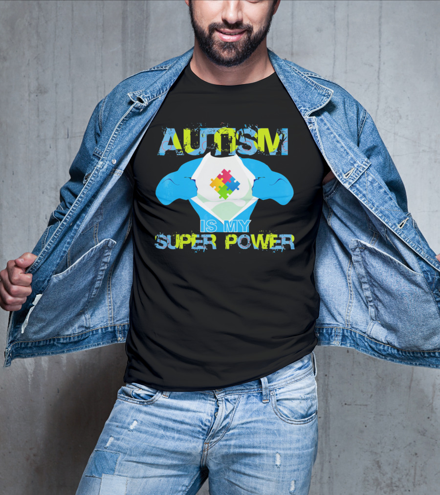 Autism Is My Super Power Puzzle Piece Autism Awareness T-Shirt