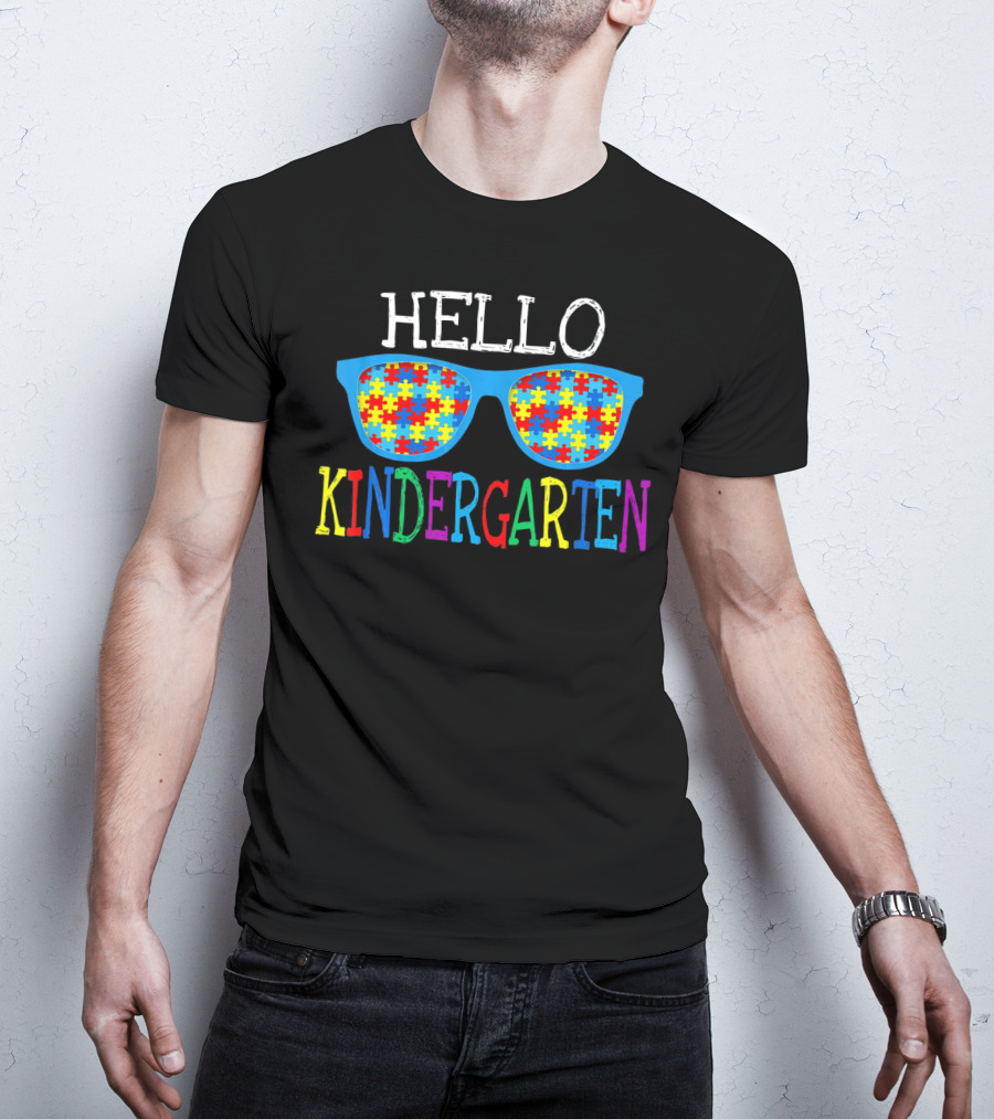 Hello Kindergarten Puzzle Sunglasses First Day Back T-Shirt
