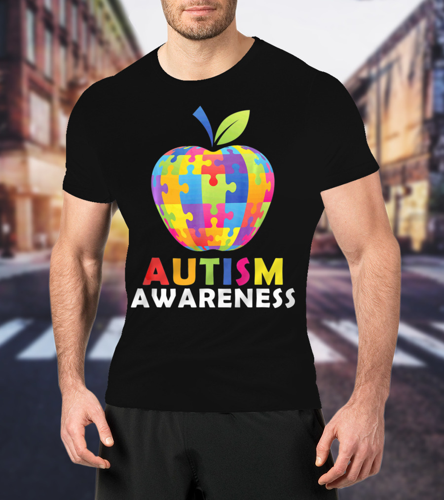 Autism Awareness Puzzle Piece Apple T-Shirt