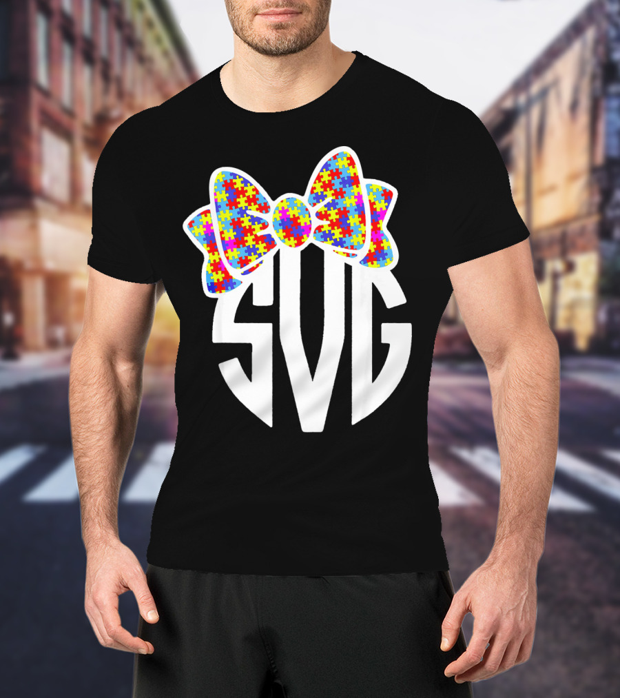 SVG Autism Awareness Puzzle Bow T-Shirt