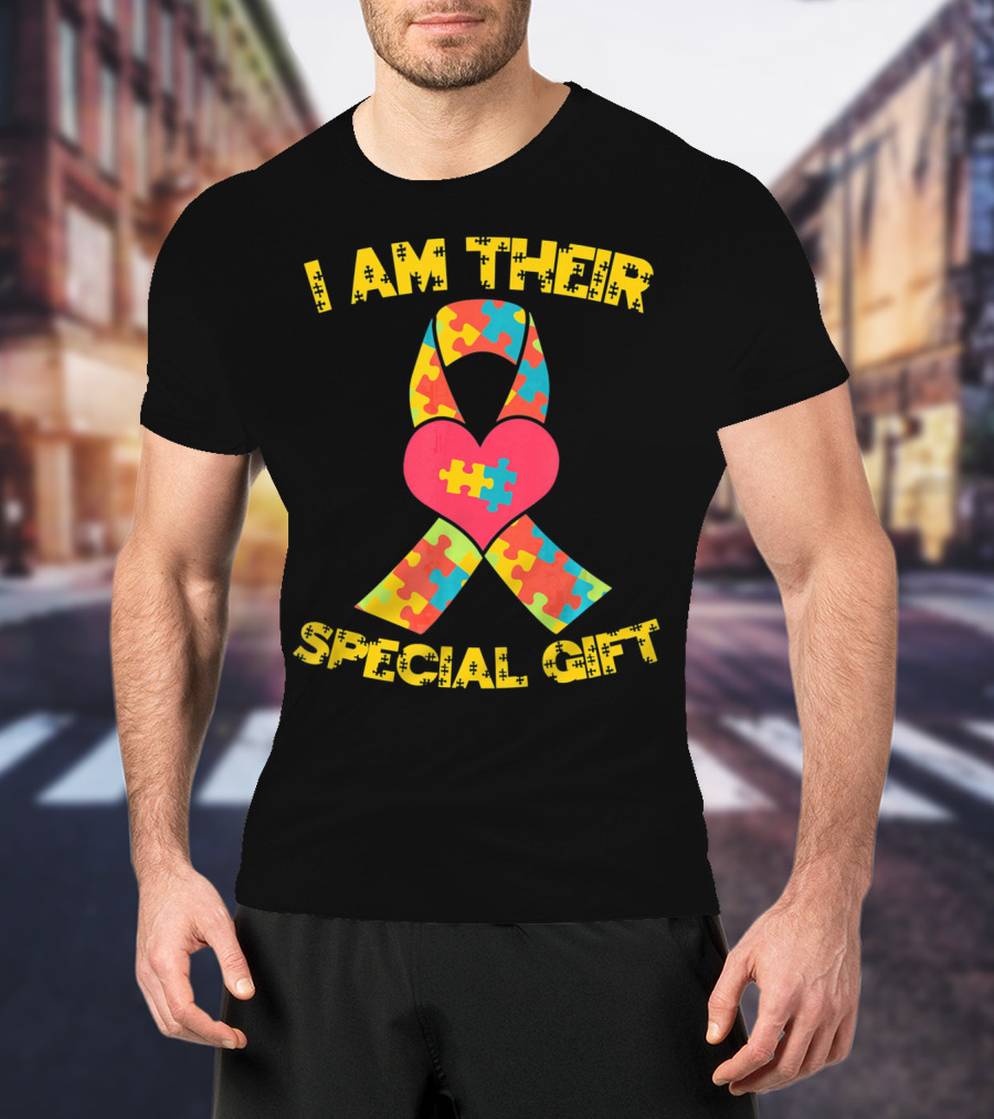I Am Their Special Gift Autism Awareness Puzzle Ribbon Heart T-Shirt
