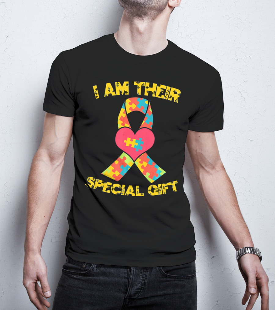 I Am Their Special Gift Autism Awareness Puzzle Ribbon Heart T-Shirt