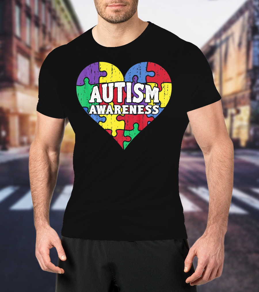 Autism Awareness Heart Puzzle Pieces T-Shirt