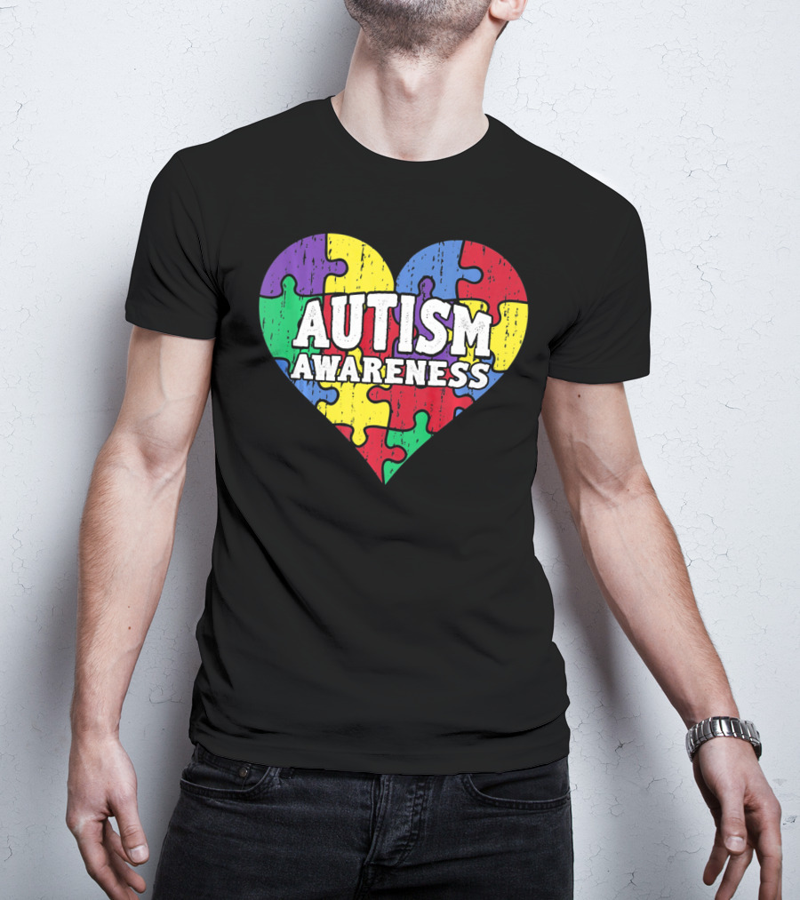 Autism Awareness Heart Puzzle Pieces T-Shirt