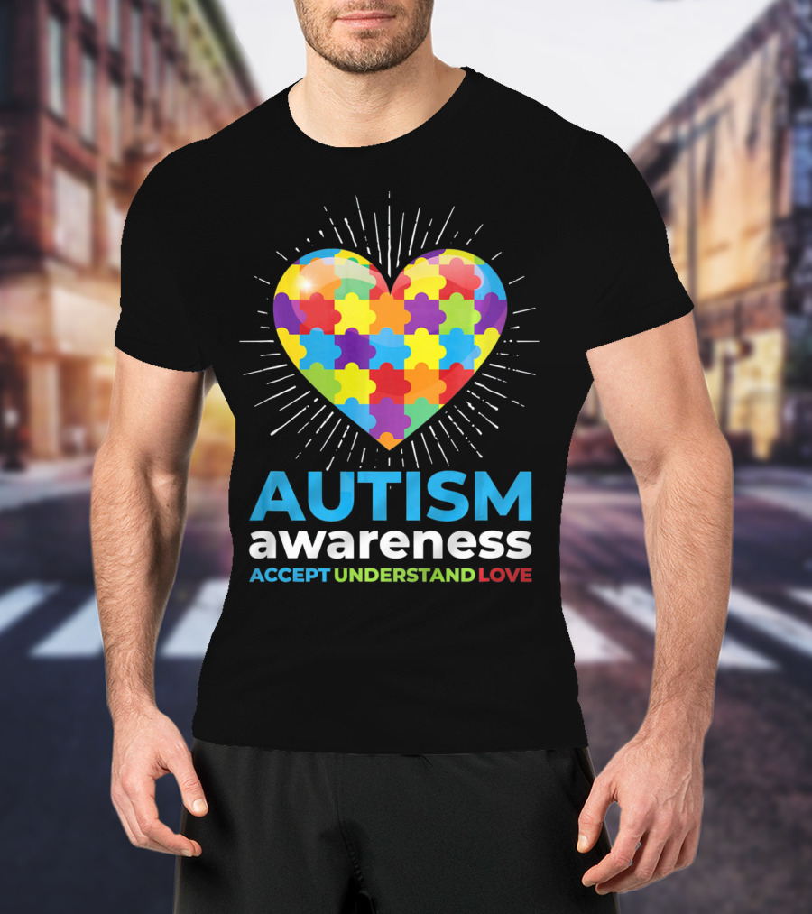 Autism Awareness Day Heart Puzzle Accept Understand Love T-Shirt