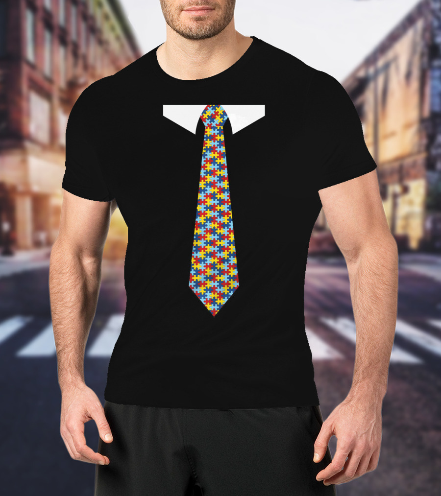 Autism Awareness Puzzle Tie T-Shirt