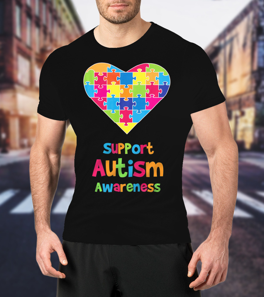 Support Autism Awareness Heart Puzzle T-Shirt