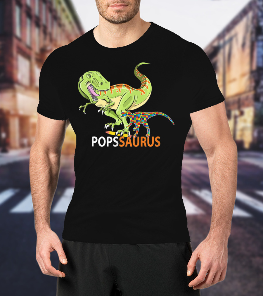 POPS Saurus Auntsaurus Autism Dinosaur Puzzle T-Shirt