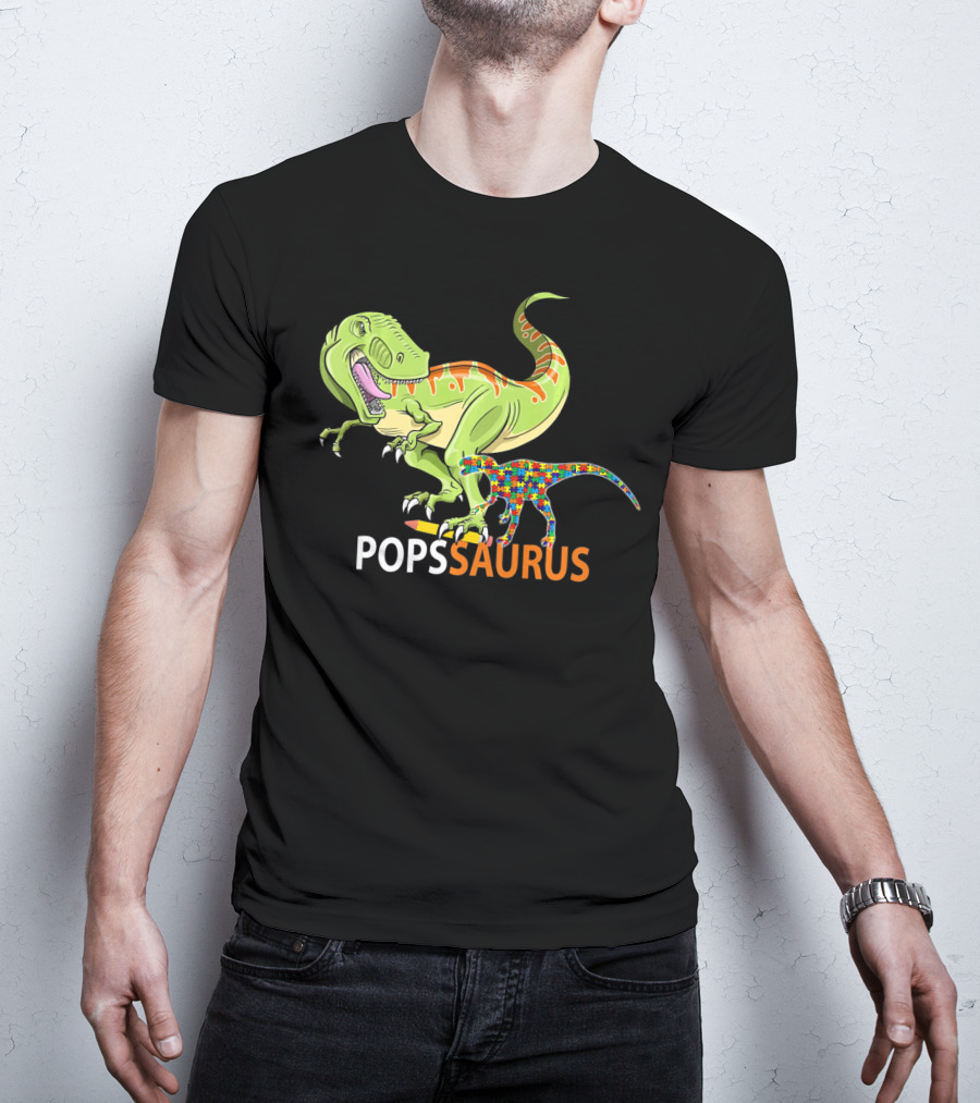 POPS Saurus Auntsaurus Autism Dinosaur Puzzle T-Shirt