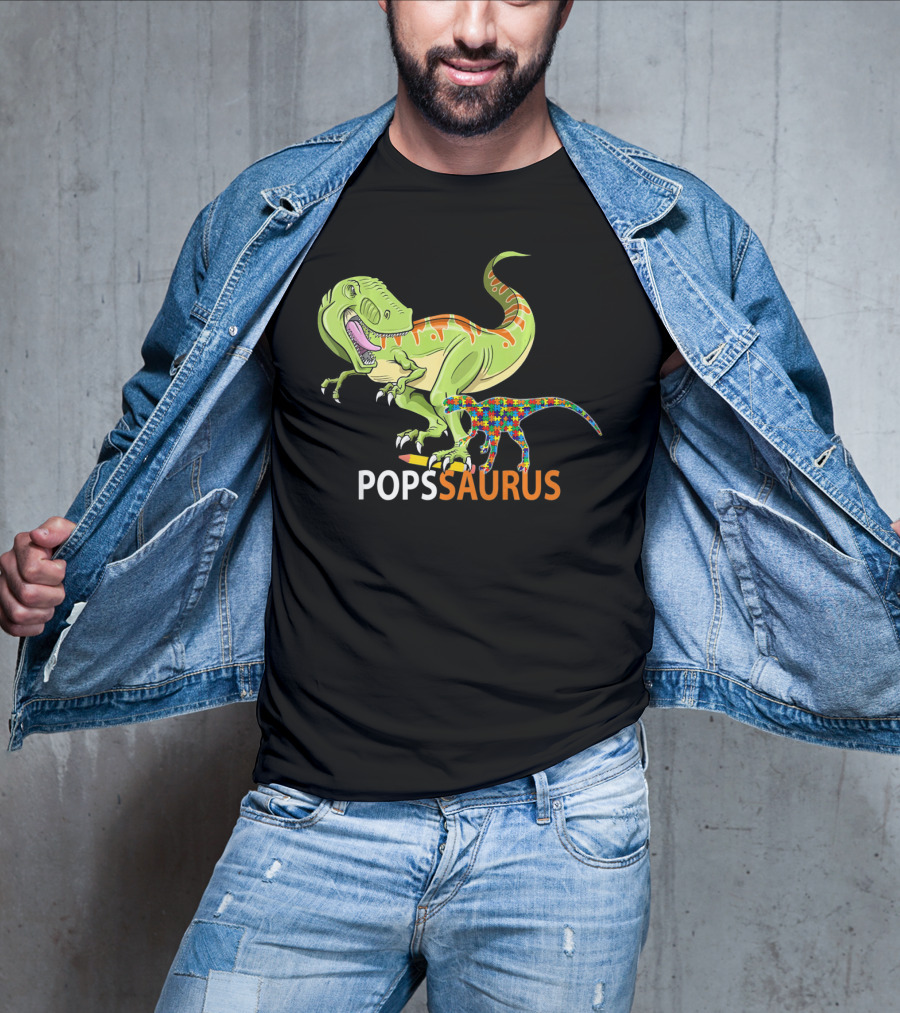 POPS Saurus Auntsaurus Autism Dinosaur Puzzle T-Shirt