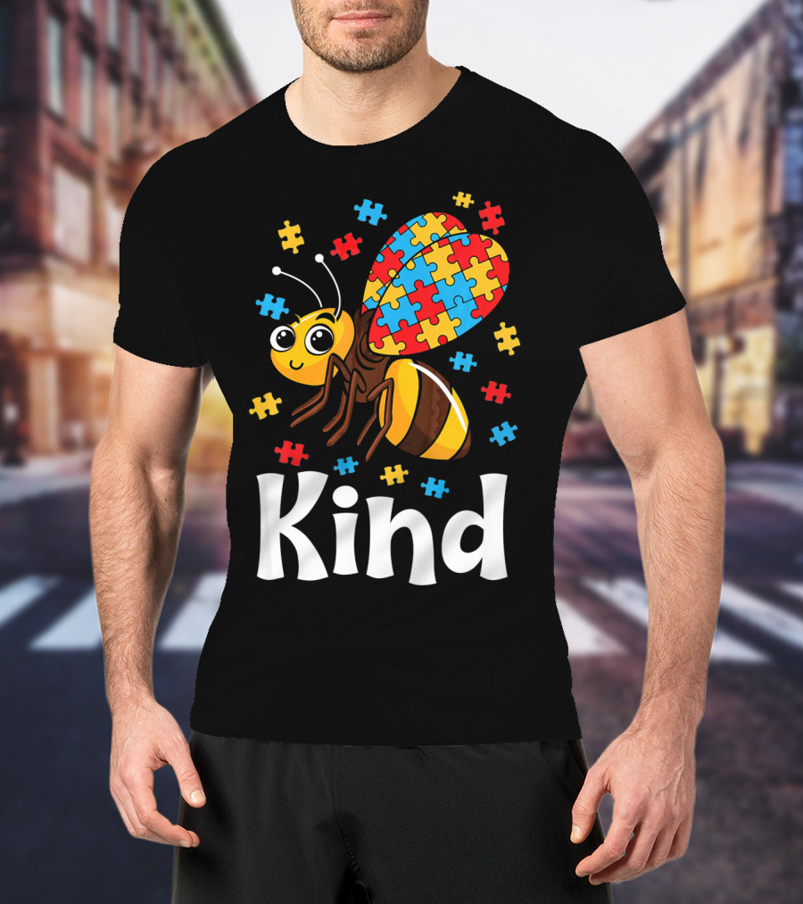 Puzzle Bee Kind Autism Awareness Beekind T-Shirt