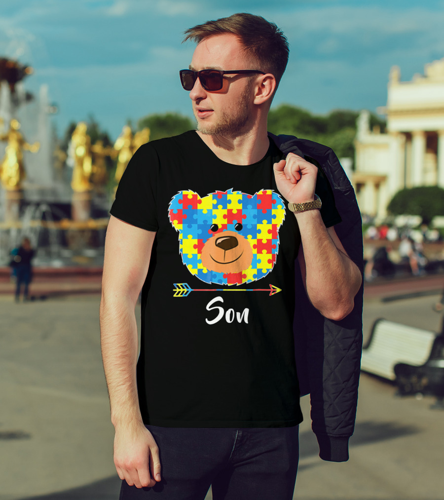 Son Bear Cute Face Puzzle Autism Awareness T-Shirt