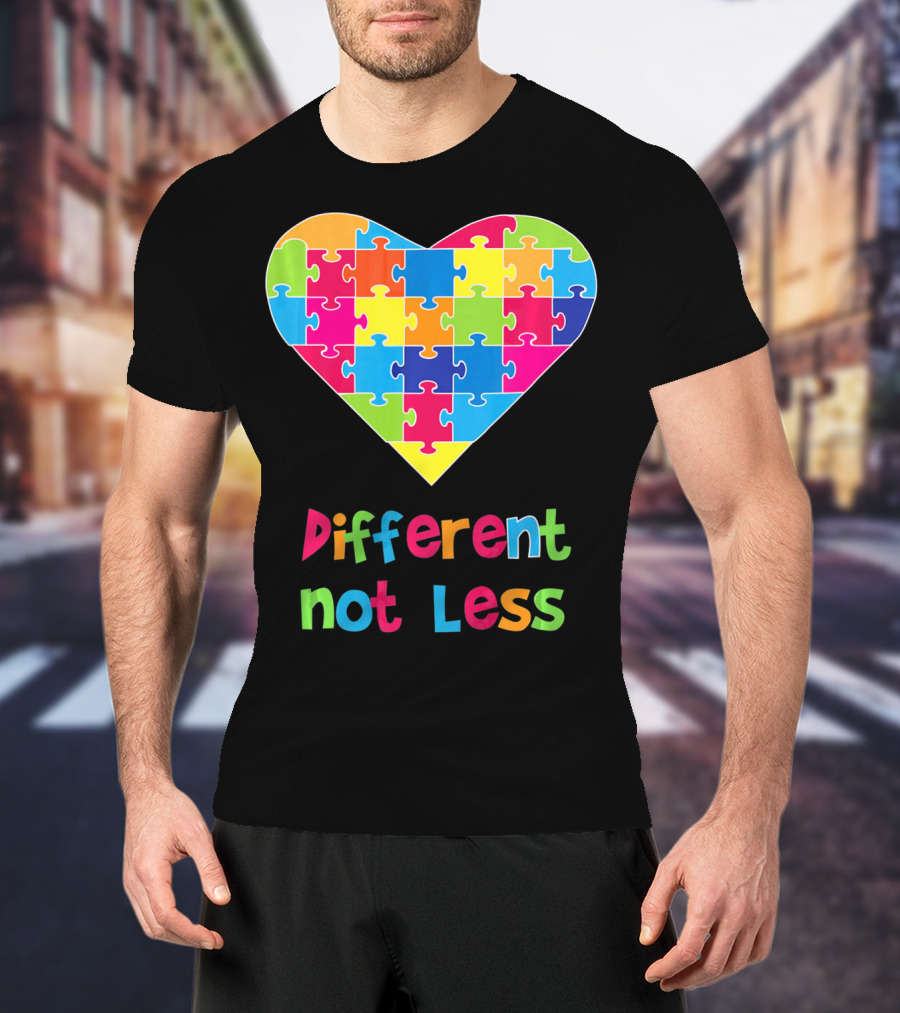 Different Not Less Autism Awareness Heart Puzzle T-Shirt