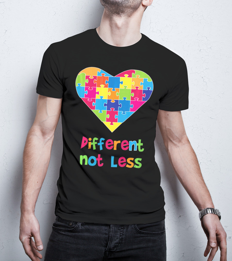 Different Not Less Autism Awareness Heart Puzzle T-Shirt