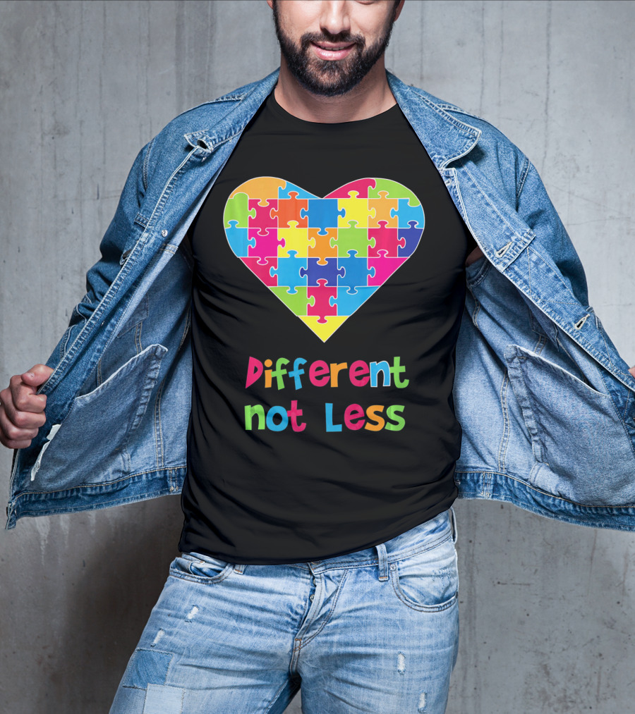 Different Not Less Autism Awareness Heart Puzzle T-Shirt