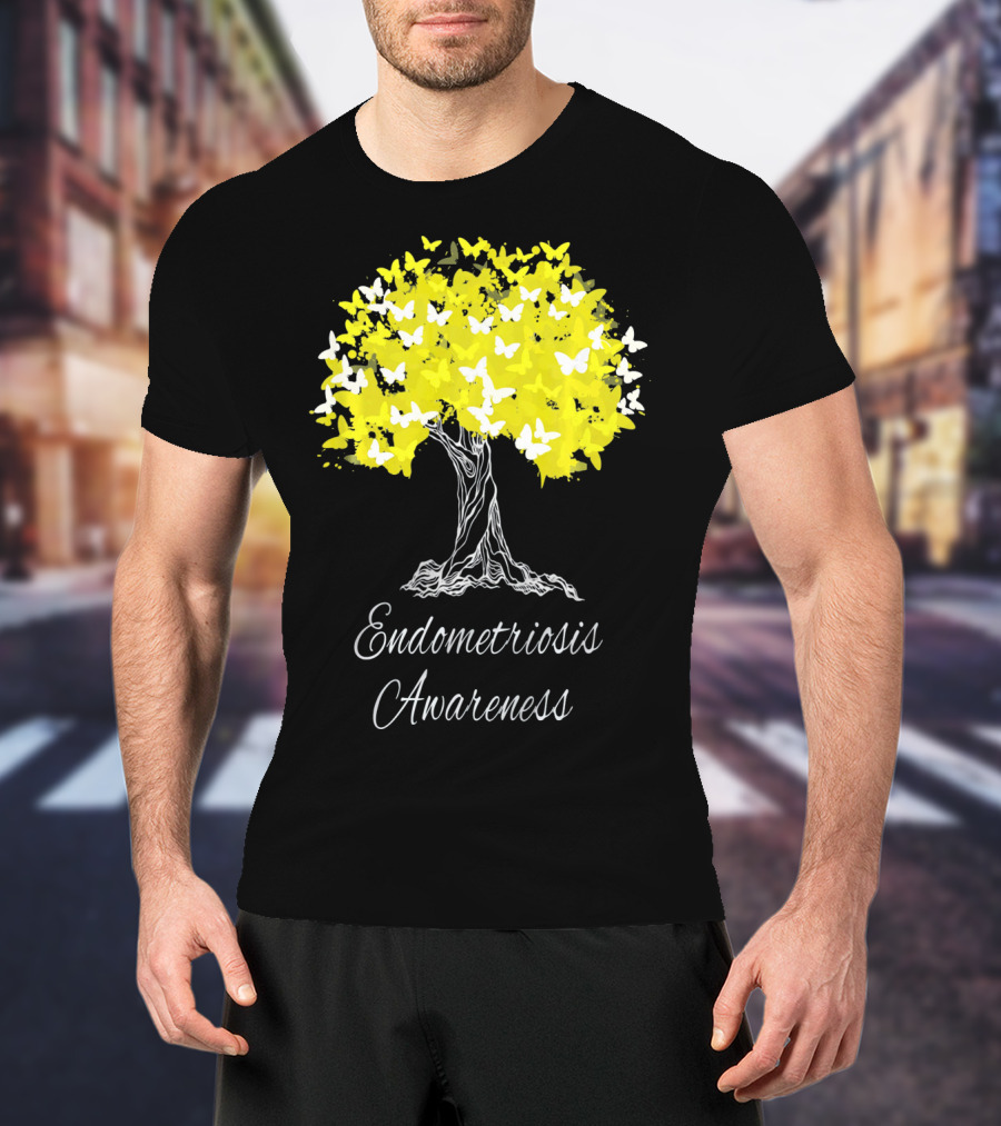 Endometriosis Awareness Butterfly Tree T-Shirt