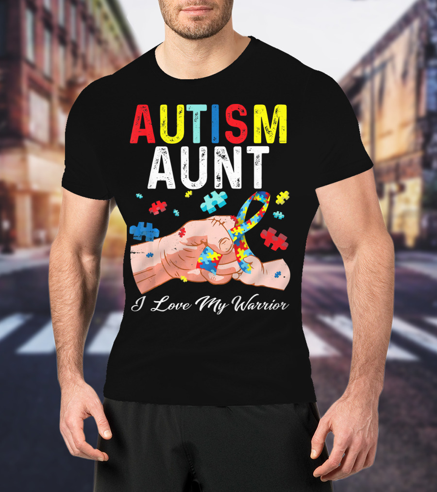 AUTISM AUNT I Love My Warrior Puzzle T-Shirt