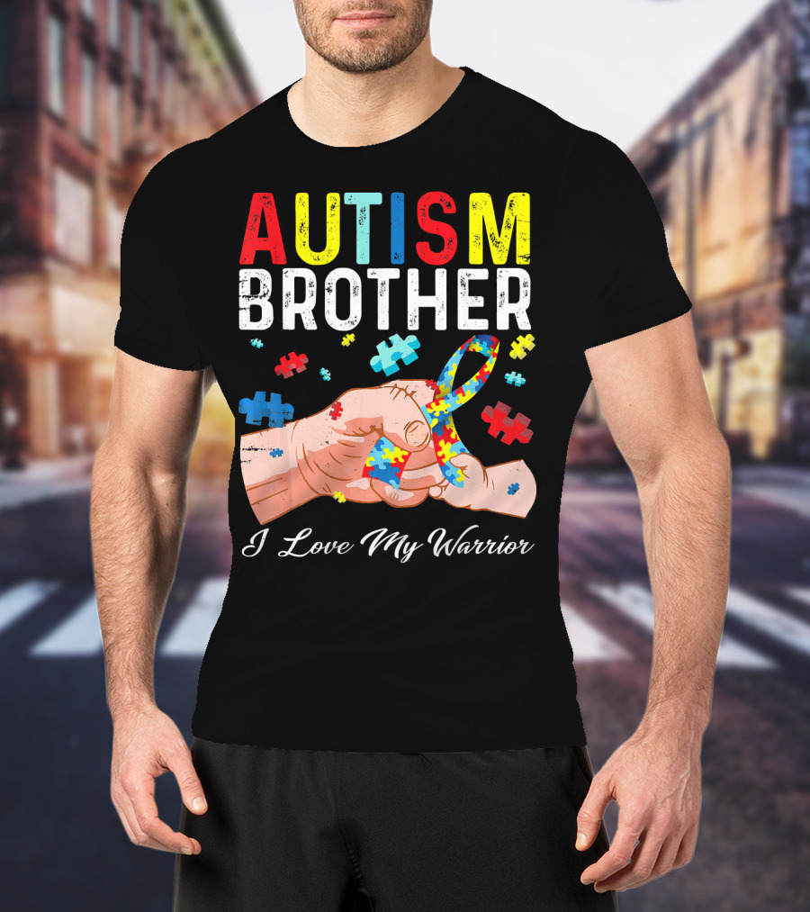 Autism Brother I Love My Warrior Puzzle T-Shirt