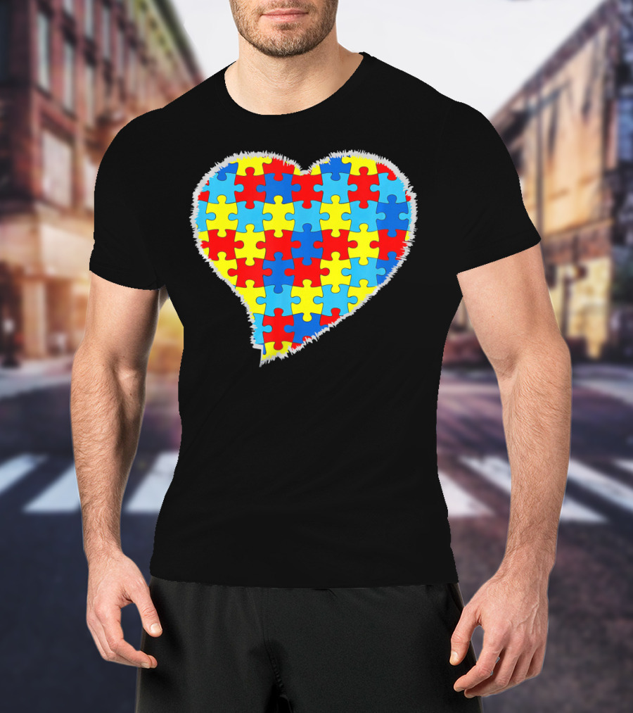 Autism Puzzle Pieces Heart Awareness T-Shirt
