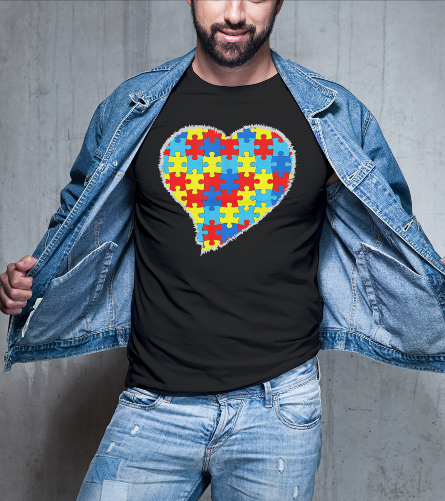 Autism Puzzle Pieces Heart Awareness T-Shirt