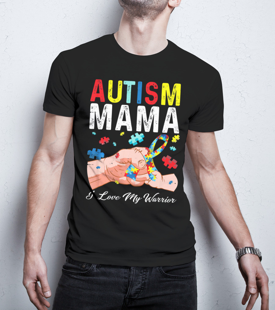 Autism Mama I Love My Warrior Puzzle T-Shirt