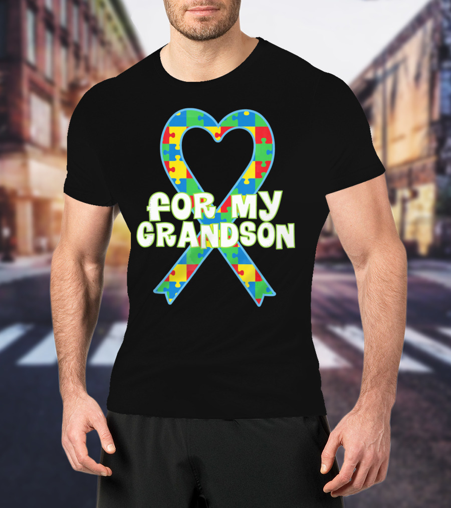 Autism Awareness Heart Puzzle For My Grandson T-Shirt