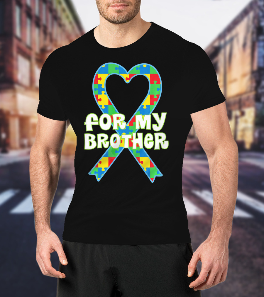 For My Brother Autism Awareness Puzzle T-Shirt