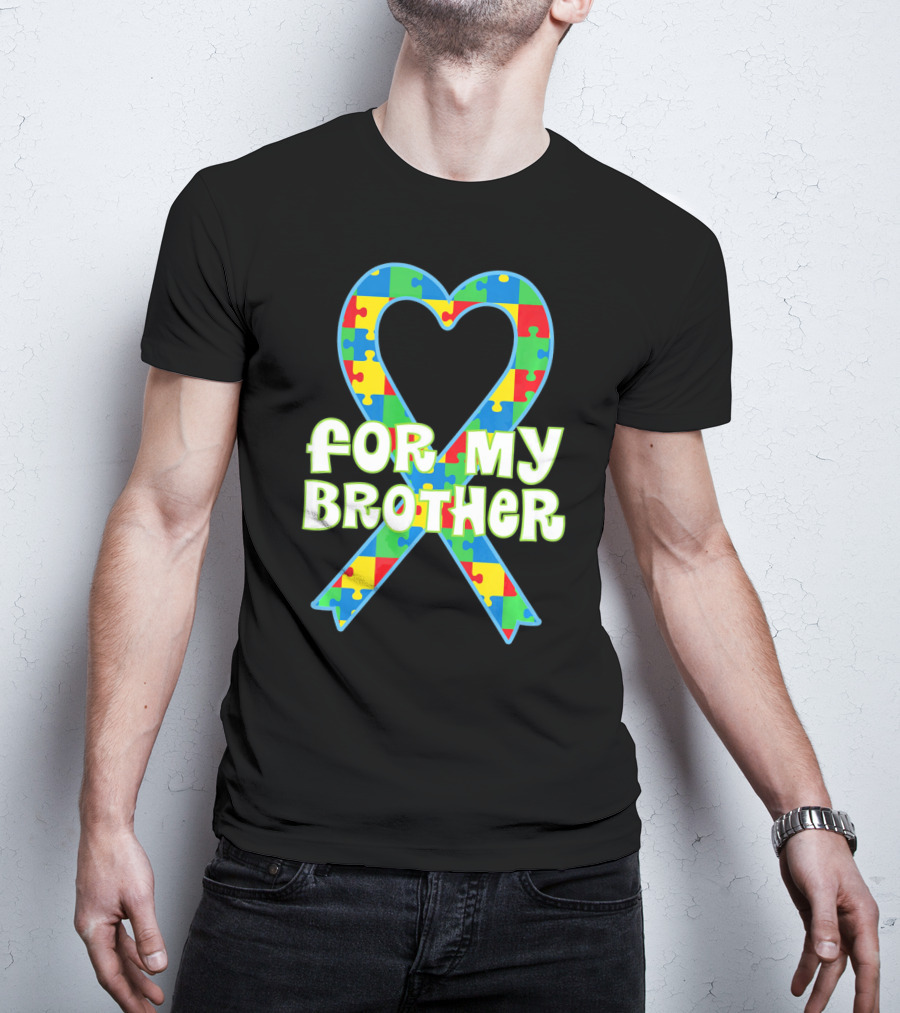 For My Brother Autism Awareness Puzzle T-Shirt