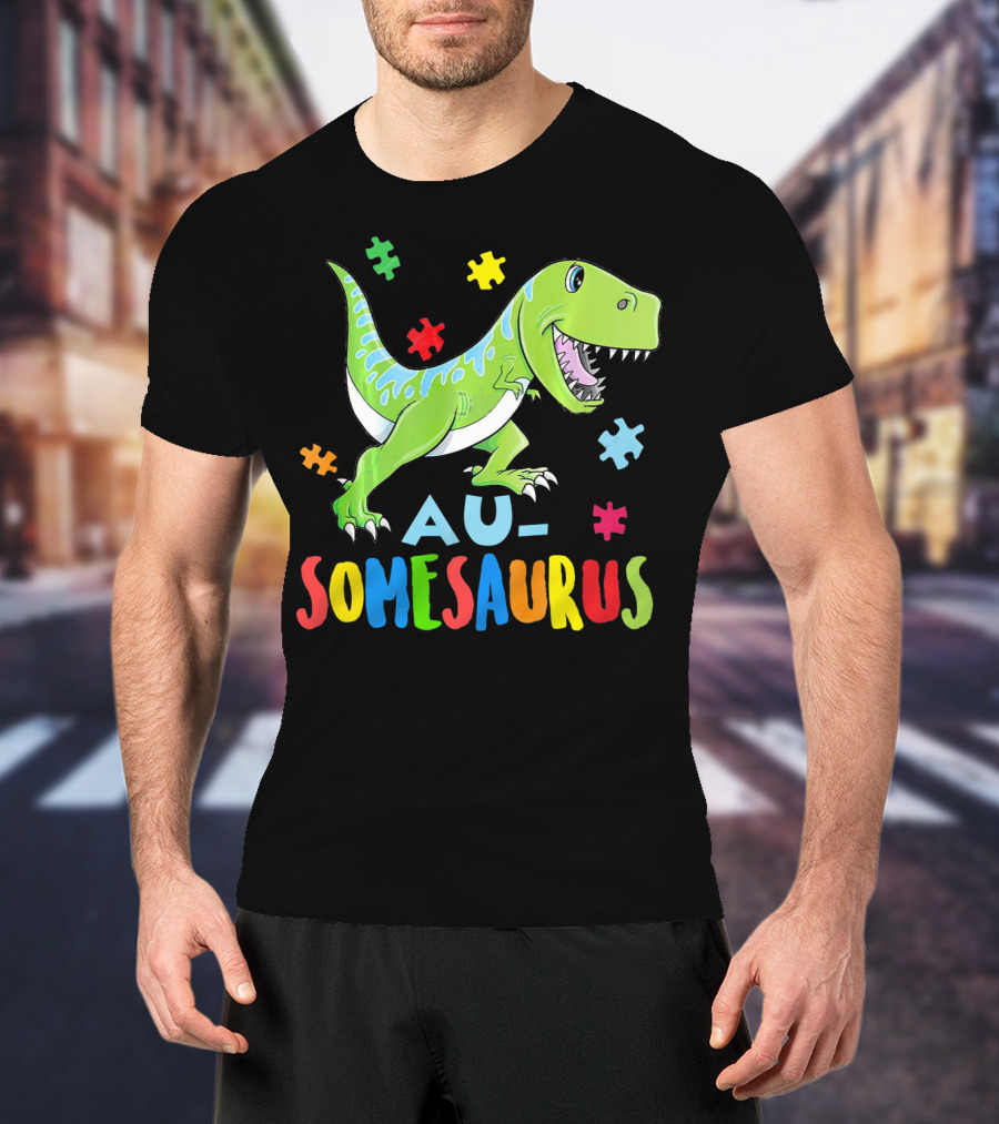 Ausomesaurus Dinosaur Autism Awareness T-Shirt