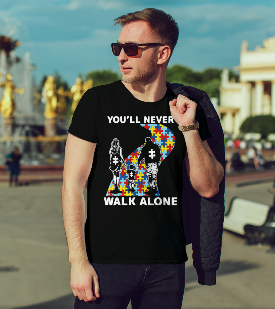 You'll Never Walk Alone Autism Awareness Family Puzzle Path T-Shirt