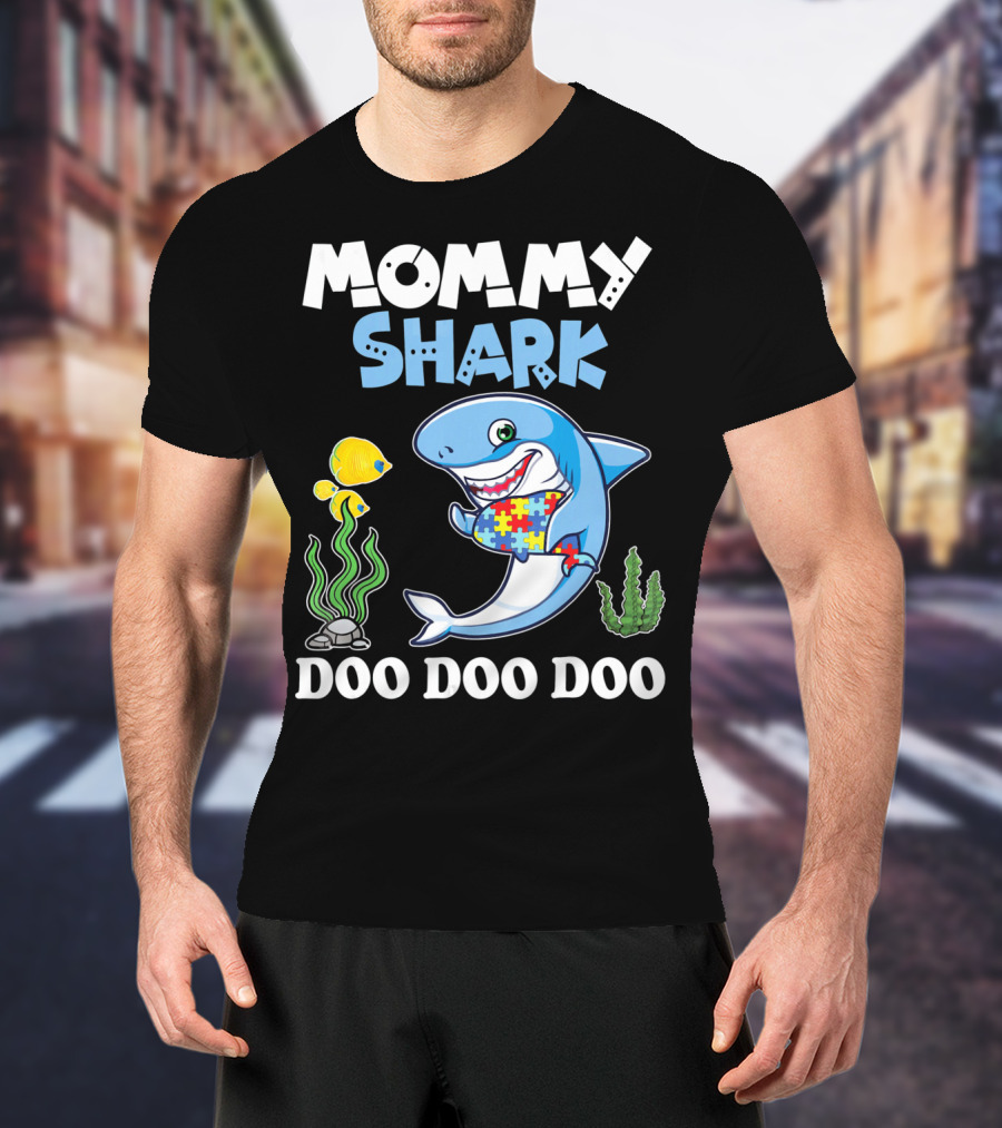 Mommy Shark Doo Doo Doo Puzzle Fish Sea Plants T-Shirt