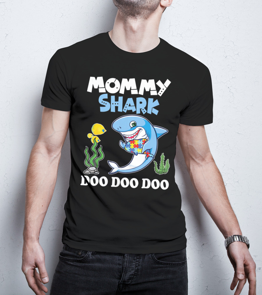 Mommy Shark Doo Doo Doo Puzzle Fish Sea Plants T-Shirt