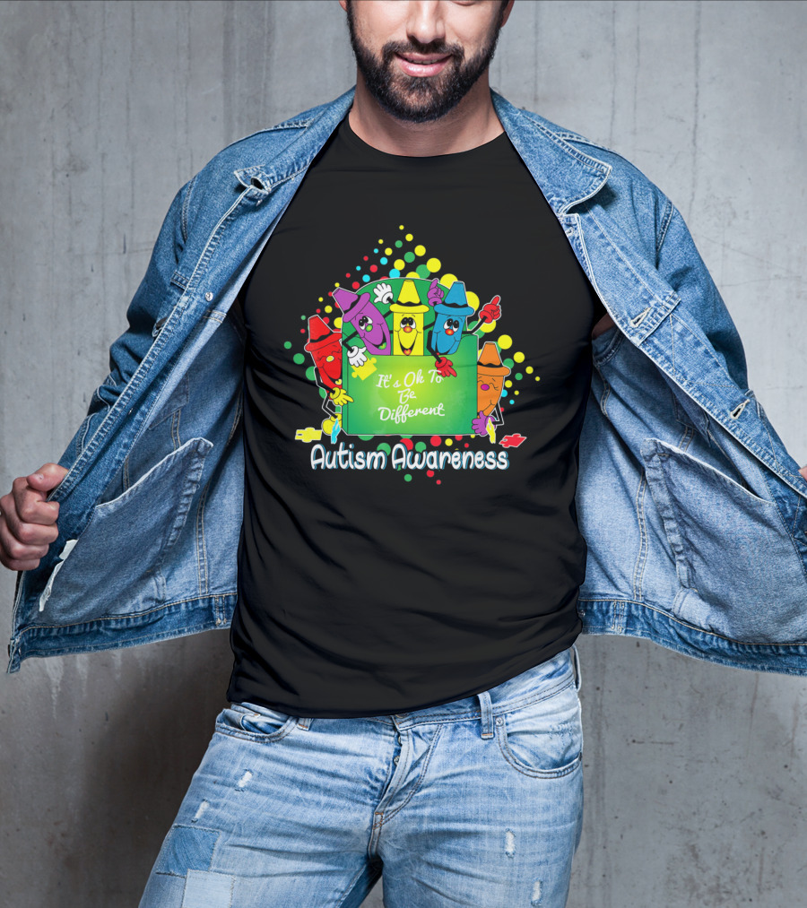 It's Ok To Be Different Autism Awareness Crayons T-Shirt