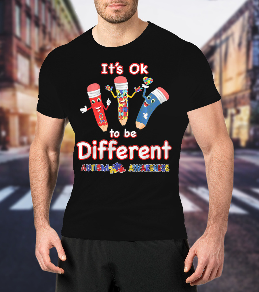 It's Ok To Be Different Autism Puzzle Piece Awareness T-Shirt
