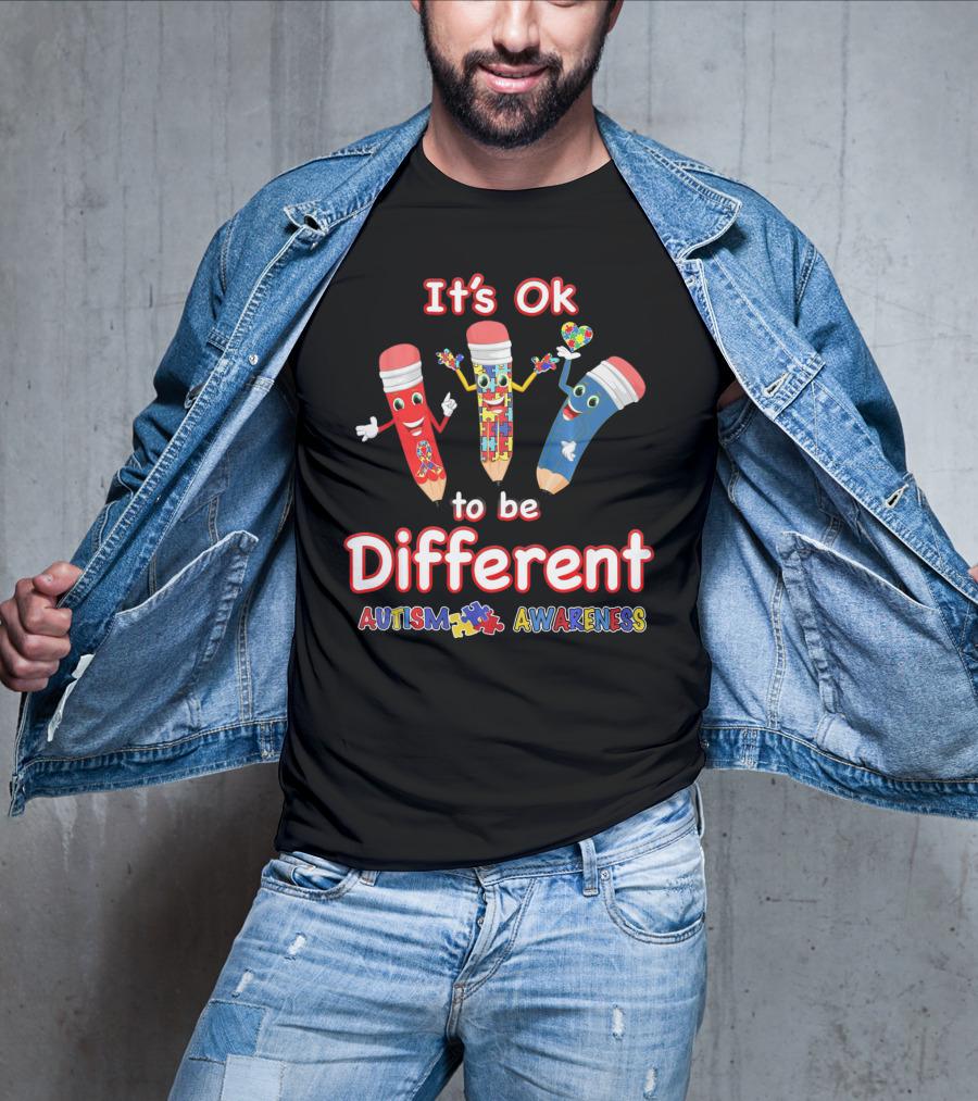 It's Ok To Be Different Autism Puzzle Piece Awareness T-Shirt