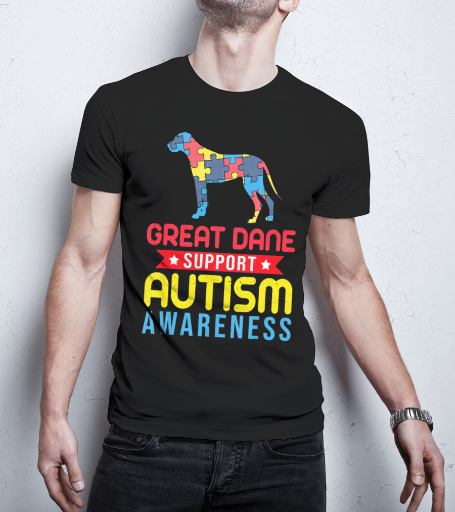 Great Dane Autism Awareness Support Puzzle T-Shirt
