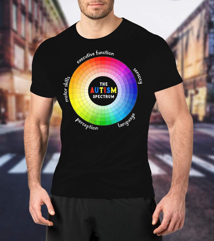 Colorful The Autism Spectrum Motor Skills Executive Function Sensory Perception Language T-Shirt