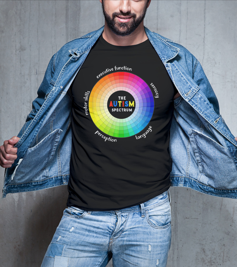 Colorful The Autism Spectrum Motor Skills Executive Function Sensory Perception Language T-Shirt
