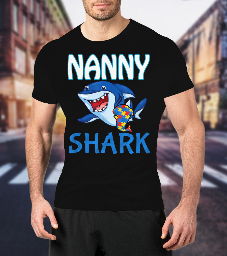 Nanny Shark Autism Awareness Puzzle Piece T-Shirt
