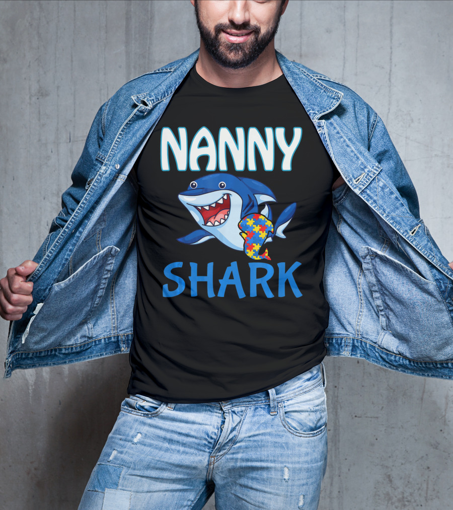 Nanny Shark Autism Awareness Puzzle Piece T-Shirt