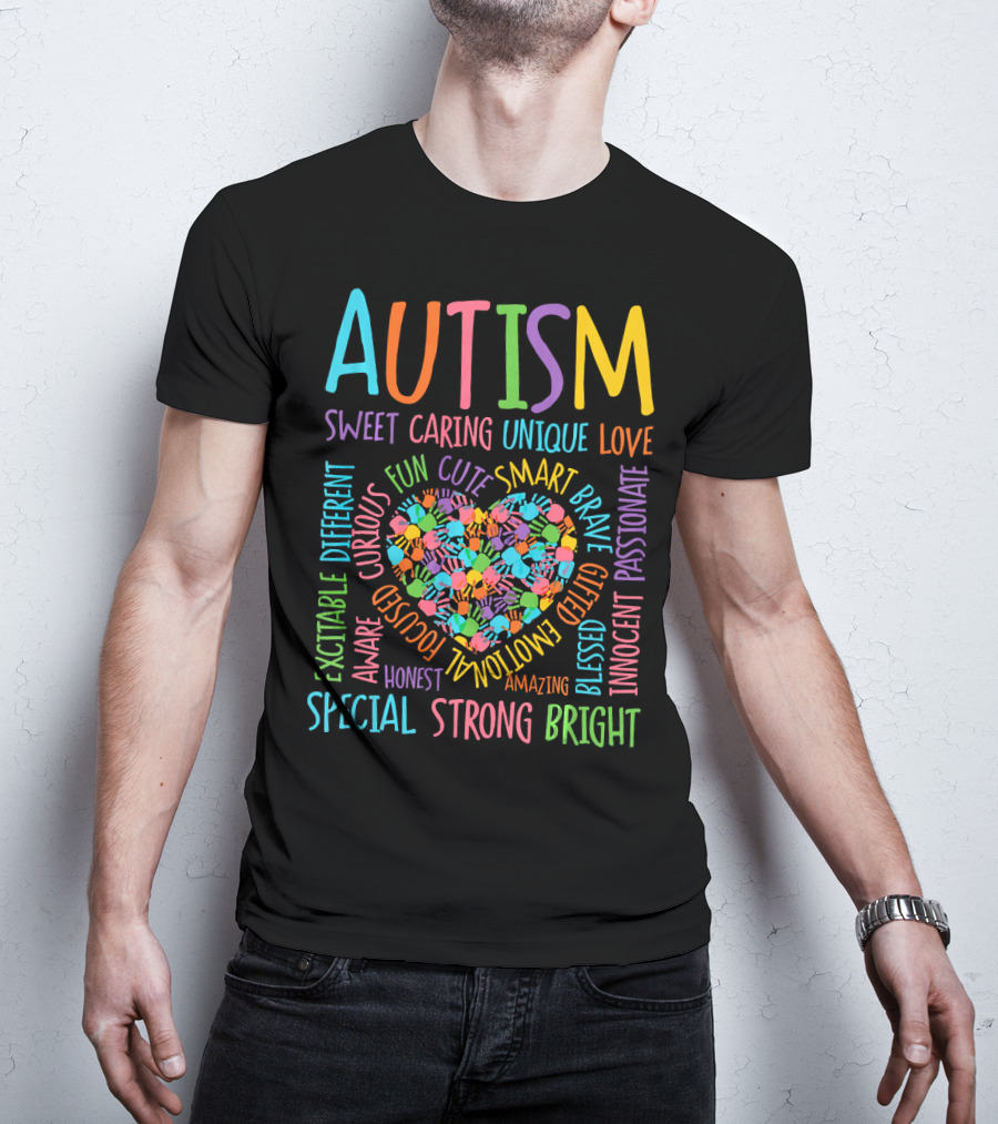 Autism Awareness Heart Puzzle Sweet Caring Unique Love Special Strong Bright T-Shirt