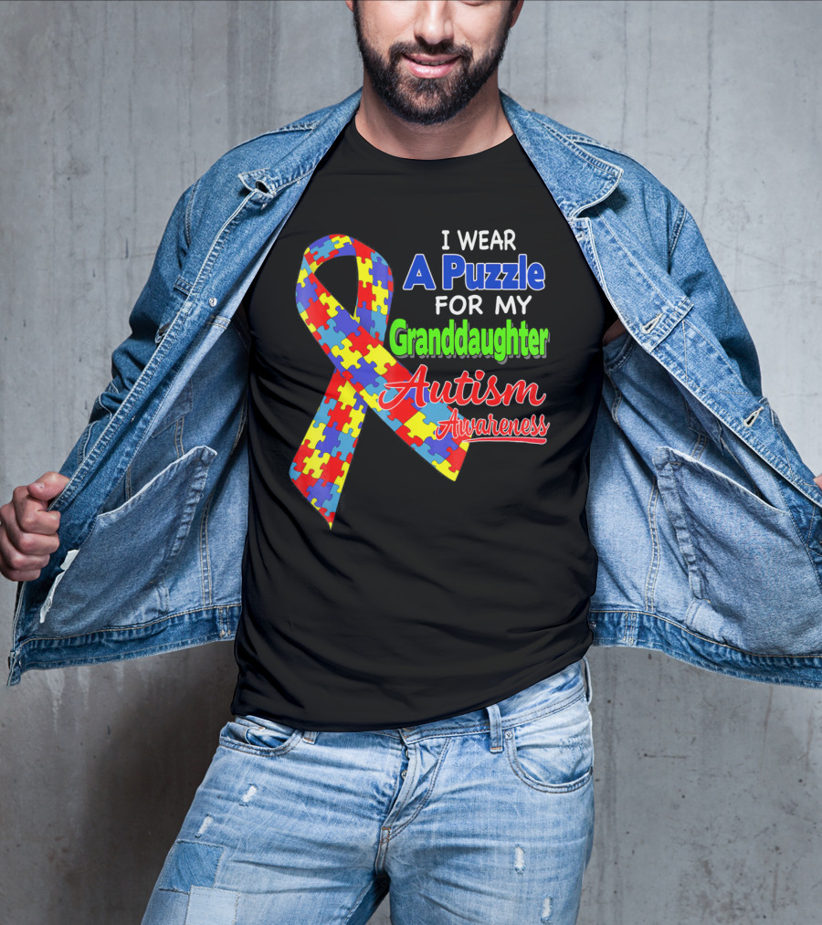 I Wear A Puzzle For My Granddaughter Autism Awareness T-Shirt